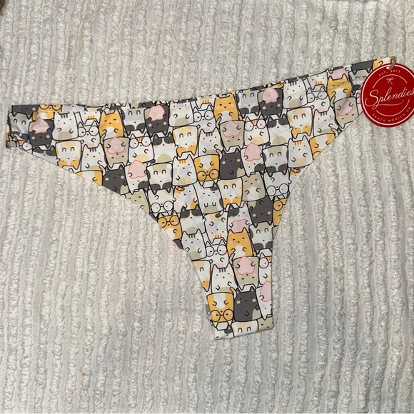 Splendies Kawaii Cats Thong 1X | Cartoon Cat Print | NWT - Picture 1 of 5